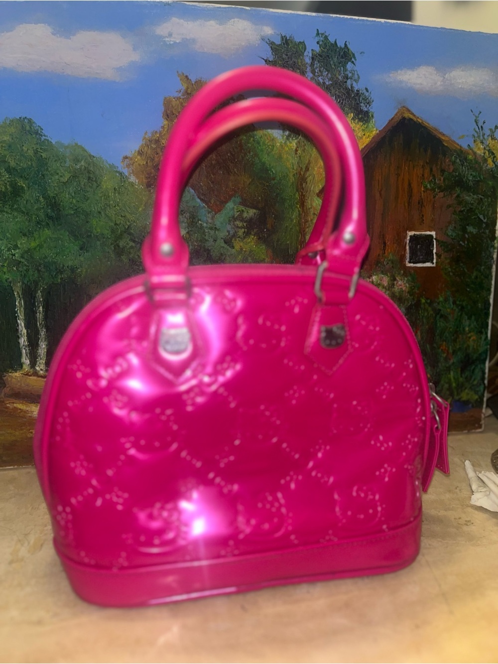 Hot Pink Shiny Hello Kitty Satchel Handbag